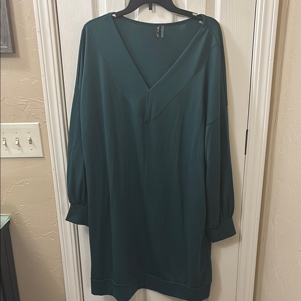 Green V-Neck Dress